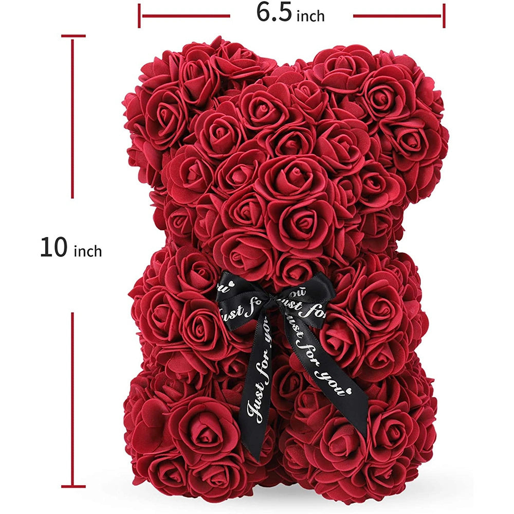 Donacoj por Virinoj - Roza Urso - Roza Flora Urso Mane Farita Roza Urso - Donaco por la Tago de Sankt-Valentena Geedziĝo kaj Datreveno kaj Nupta Festo - kun Klara Donaca Skato 10 Coloj (Ruĝa);